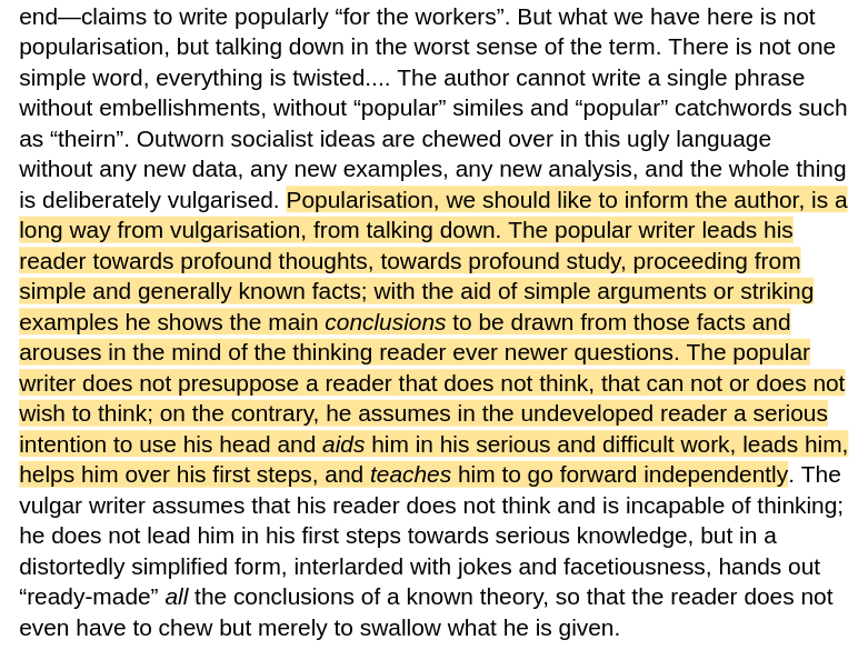 alicirce's tweet image. Lenin on how to write for a popular audience: