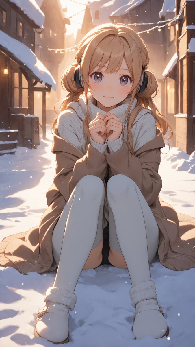 ★女性の絵★(*^▽^)/★winter sale*☆♪大きな絵★ AIイラスト #AIart #希世依真 Evening playlist on🎧 雪の路地