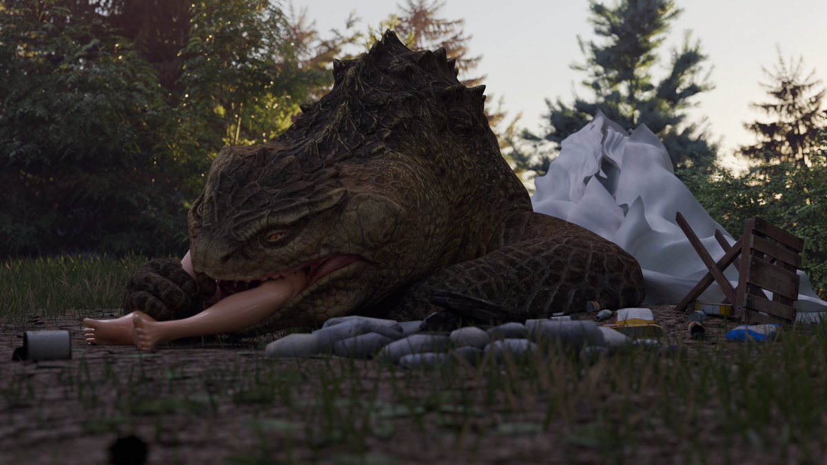 Well, it appear someone else didn't get the memo..
This forest is full of Saurians,  
I'd suggest avoiding it unless you want to become diner.