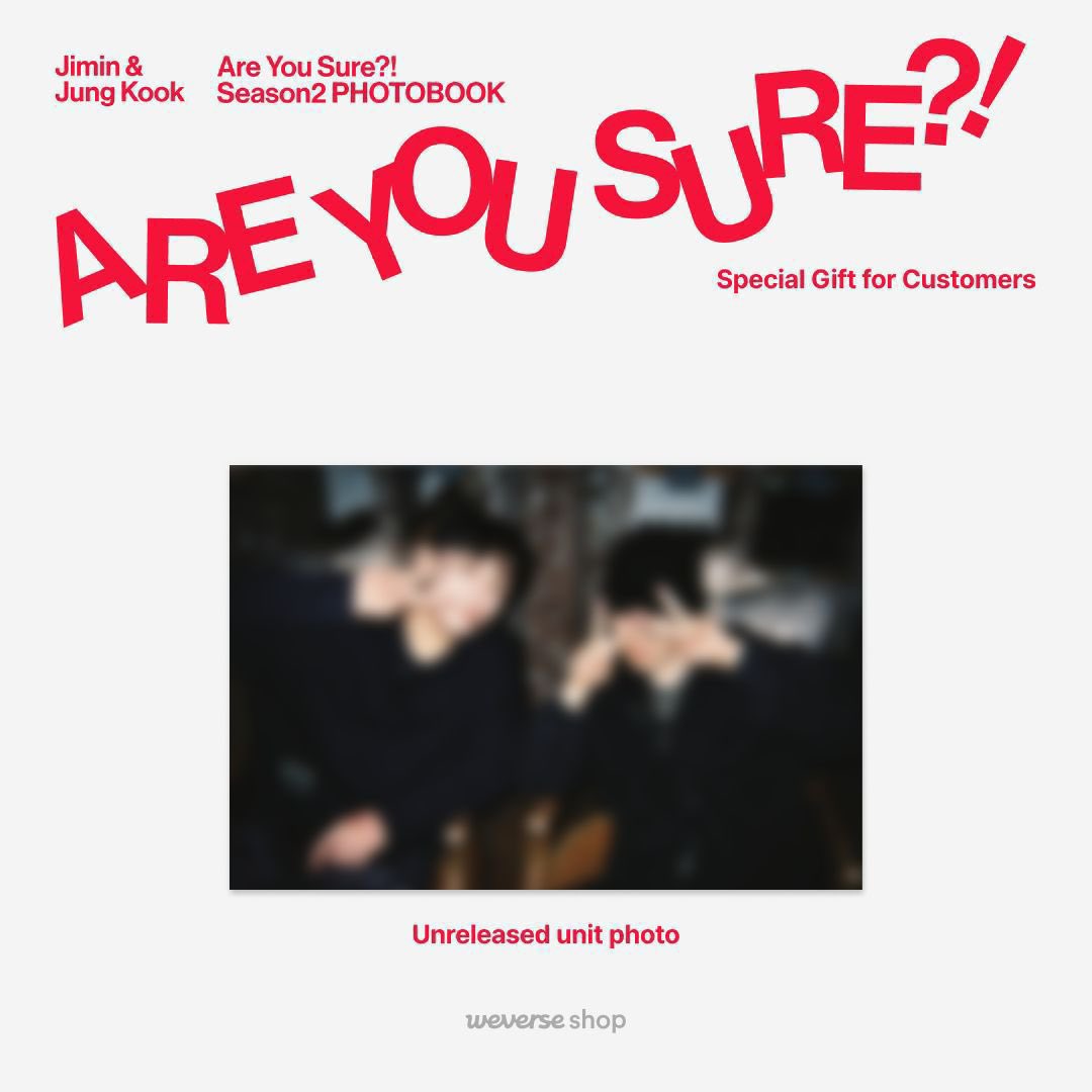 shopeepsshop's tweet photo. ❤️💛Pre order Jimin x Jung Kook <Are You Sure?! Season2> 

-weverse global(เว็บส่ง21/1) 🎁1 unit photo 
-เว็บ apple music 🎁photo magnet 
-เว็บ kakao talk 🎁pin botton
เว็บส่ง24/12

✈️1290🚢990 รว��ภาษี มัดจำ300
ค่าส่งในไทย40

💌สั่งซื้อทางDMนะคะ

#ตลาดนัดบังทัน #ตลาดรถไฟบังทัน https://t.co/tziojMvTuU