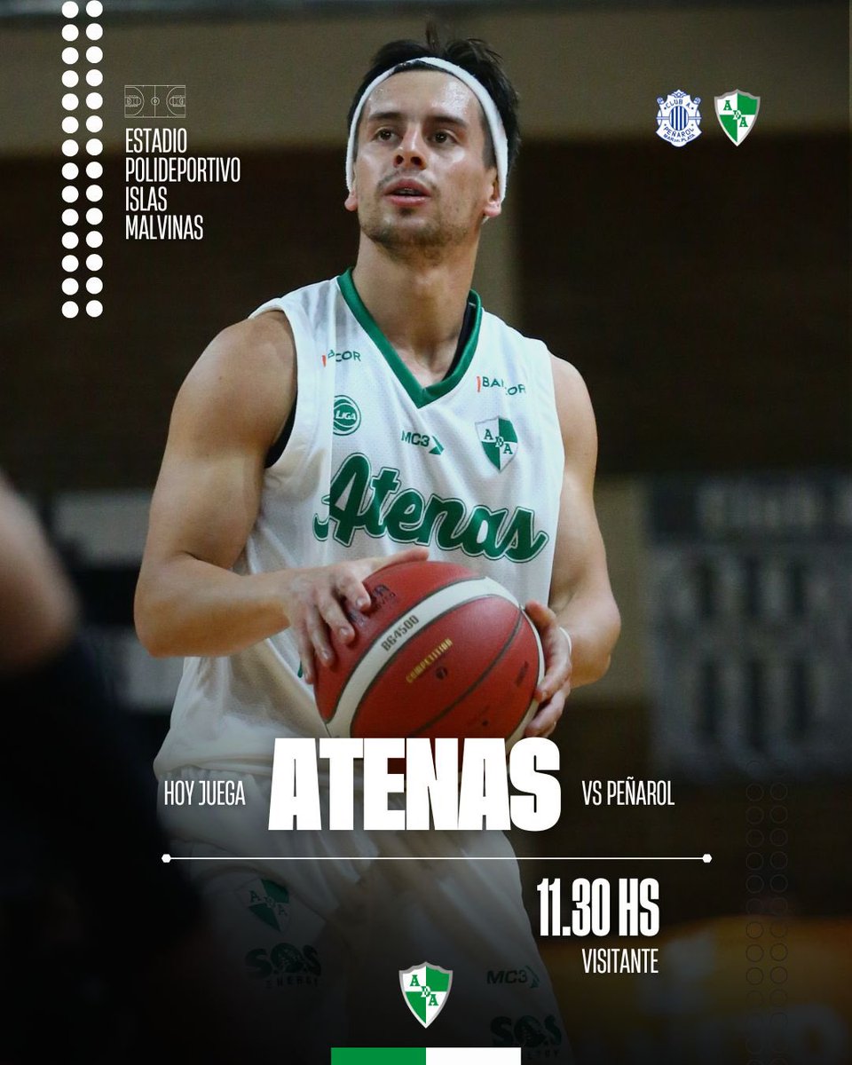 Atenas_oficial's tweet photo. 🏀 LIGA NACIONAL | FECHA 15

🗓️ Sábado 13/12
🆚 Peñarol 
🕦 11:30 hs.
🏟️ Polideportivo Islas Malvinas | Mar del Plata
📺 TyC Sports https://t.co/AdnU7SniAt
