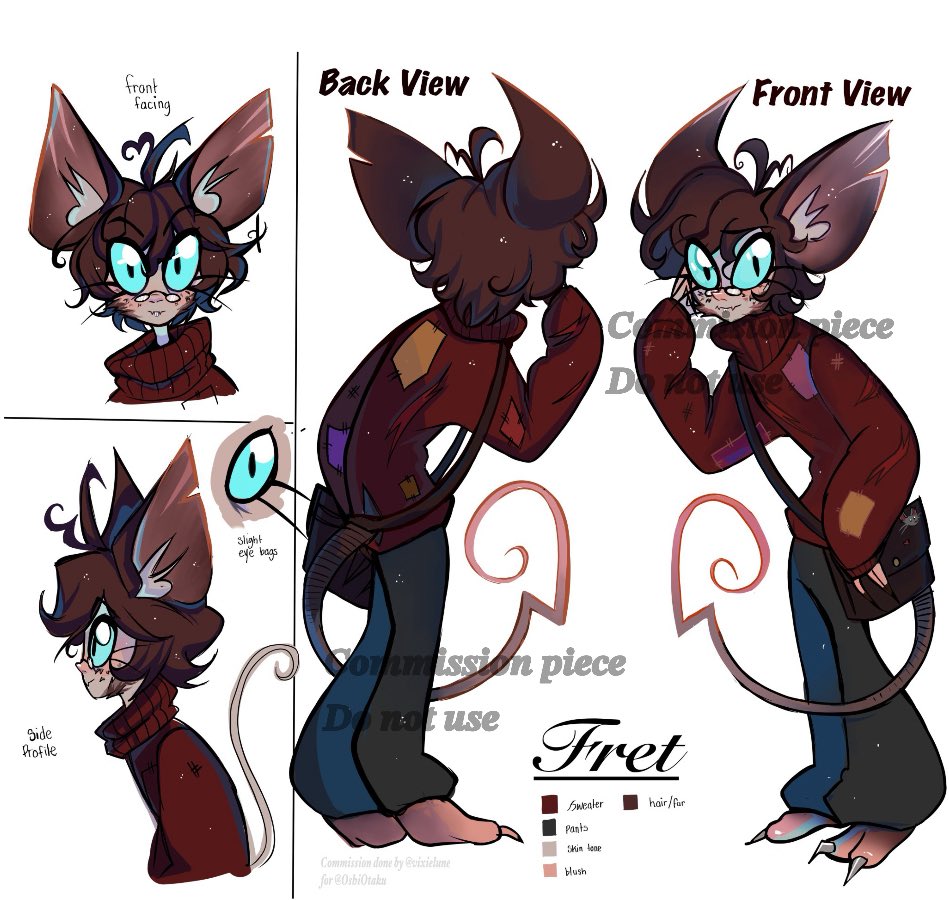 a bit late but character sheet commission for <a href="/OshiOtaku/">Fret</a> ! thank you for letting me bring your oc to life!!!

#HazbinHotel #Commission