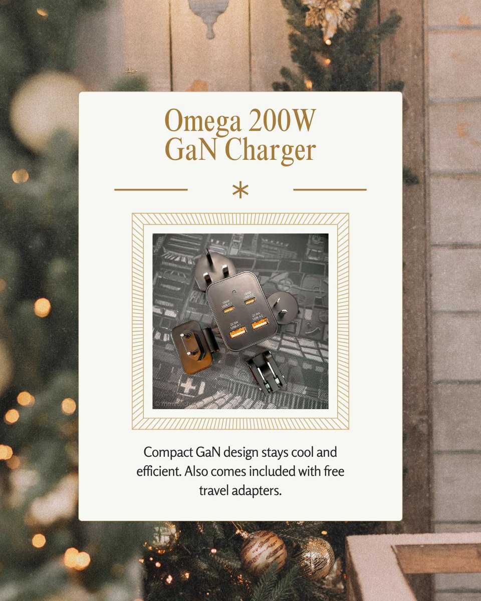 chargeasap's tweet image. Level up your Christmas charging! 🎁⚡

Omega 200W powers laptops, tablets and phones all at once without the heat or bulk.

Visit chargerasap.com for more pro-level gift ideas! 🎄🔌

#usbcharger #electronics #mobilecharger #google #laptop #electronicstore #techinsider
