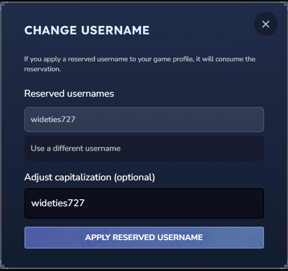 A sneak peak of tomorrow, you will be able to apply your reserved username to your pre purchase or pick a new one if you don't like the one you reserved!