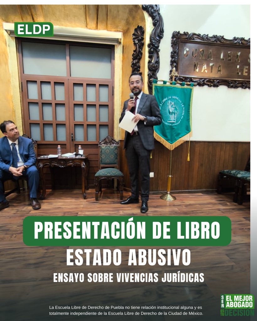 Hoy el Aula Magna de la Escuela Libre de Derecho de Puebla se llevó a cabo la presentación del libro “Estado Abusivo. Ensayo sobre vivencias jurídicas” del Dr. Silvino Vergara Nava.