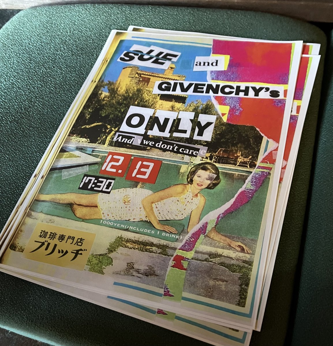 12/13 土曜日。晴れ。
本日の営業は夕方5時30分より
『SUE and GIVENCHY's』
ONLY DJ event！
と、なっております