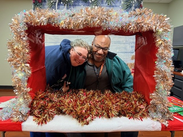 Hubby and I at hospital Christmas celebration.