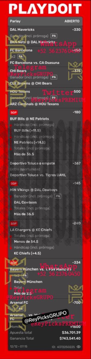 PickCristianRey's tweet photo. 1/10 COBRADAS EN EL SUPERPARLAY DE GALLITOVIP 🎰🎰🎰🐔

Este fin de semana vamos en busca de +$743,000 PESOS ALV 🤯🤯🤯

Si TODOS dejan sus ME GUSTA ❤️ y RTS 🔄 les seguiré regalando TODAS SUS APUESTAS 🫶 https://t.co/izzGyhGYGk