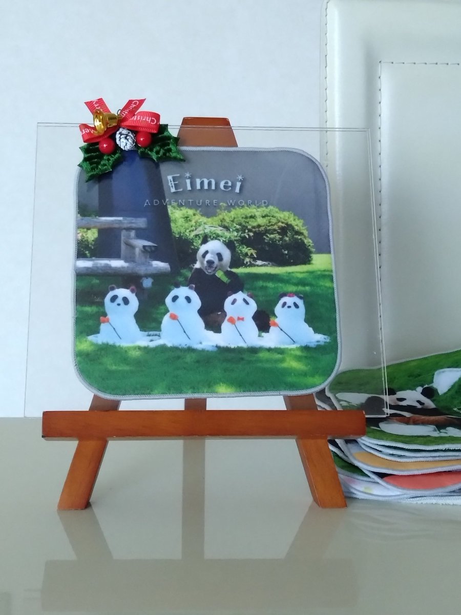 昨日のガチャタオル🎡🐼 飾りたくて勝手に作りました