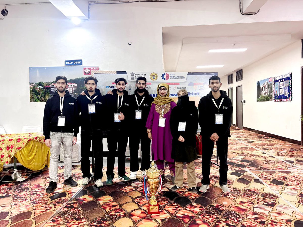 cse_iust's tweet photo. National Champions! 🏆
Congratulations to Team PASSENGERS (5th Sem, CSE, IUST) for winning Smart India Hackathon 2025

Well done Mohammad Azeem, Sabha Mushtaq, Amaan Ehsan, Faisal Husayn, Tafheem Ul Haq &amp; Uzair Riyaz.
Thanks to Dr. Insha Altaf for mentoring and support.
#SIH2025 https://t.co/s8gb5ncenC