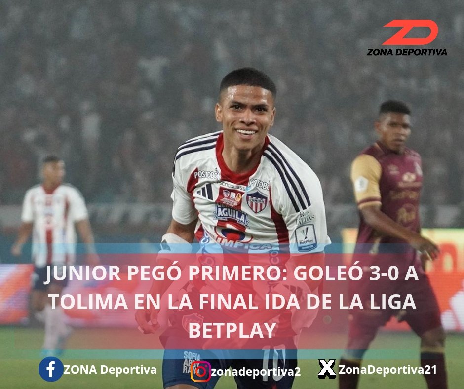 En una noche soñada en el estadio Metropolitano de Barranquilla, que lució completamente lleno y teñido de rojiblanco, Junior impuso su jerarquía y goleó 3-0 al Deportes Tolima en el partido de ida de la gran final de la Liga BetPlay..
Noticia completa 👇 
facebook.com/share/p/14QCRk…