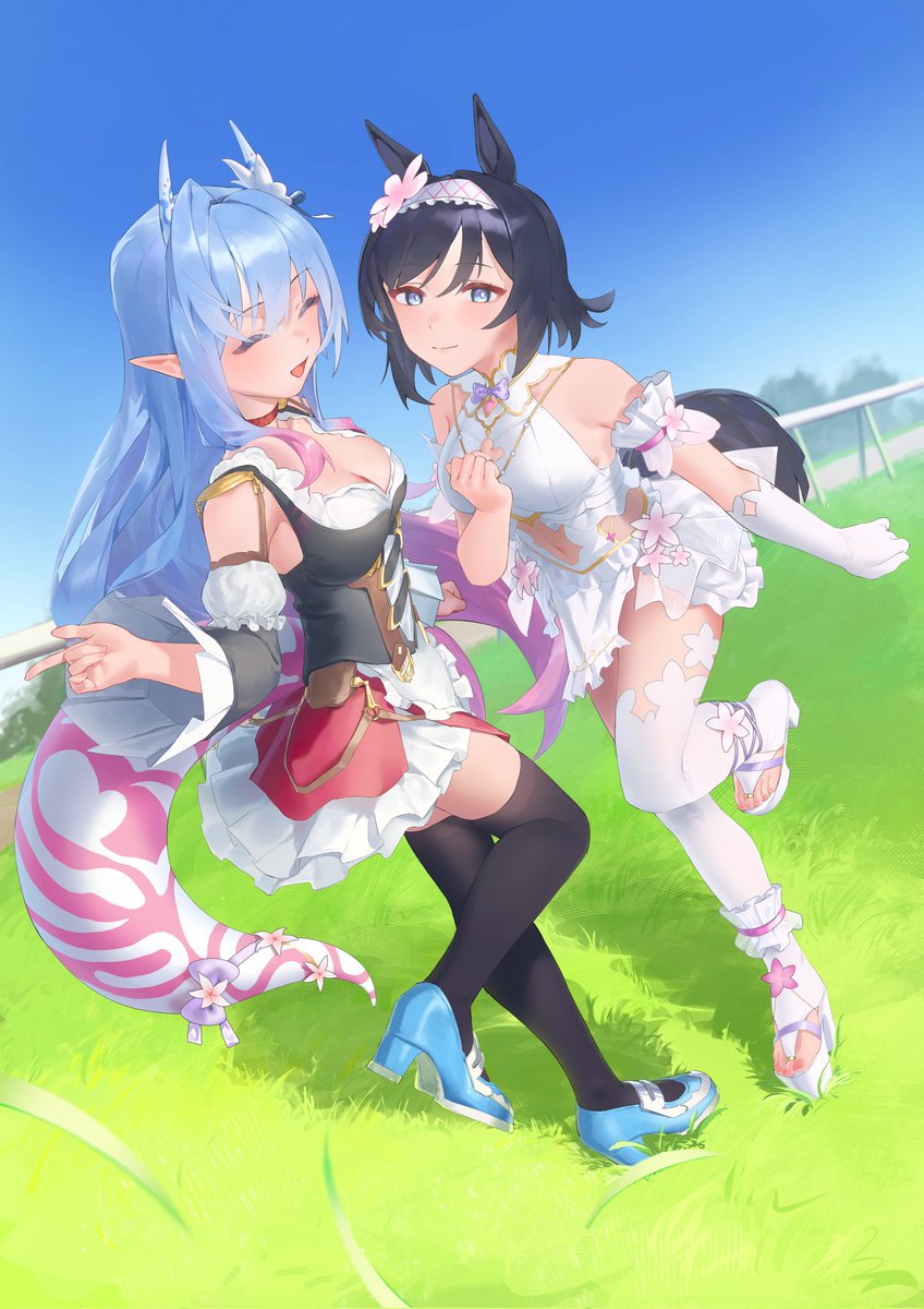 Vaiolis's tweet photo. Outfit swap with Sagisawa Ria and Eishin Flash! #chimerART

Art by @/mikaerukung https://t.co/H9o0gU0mVz