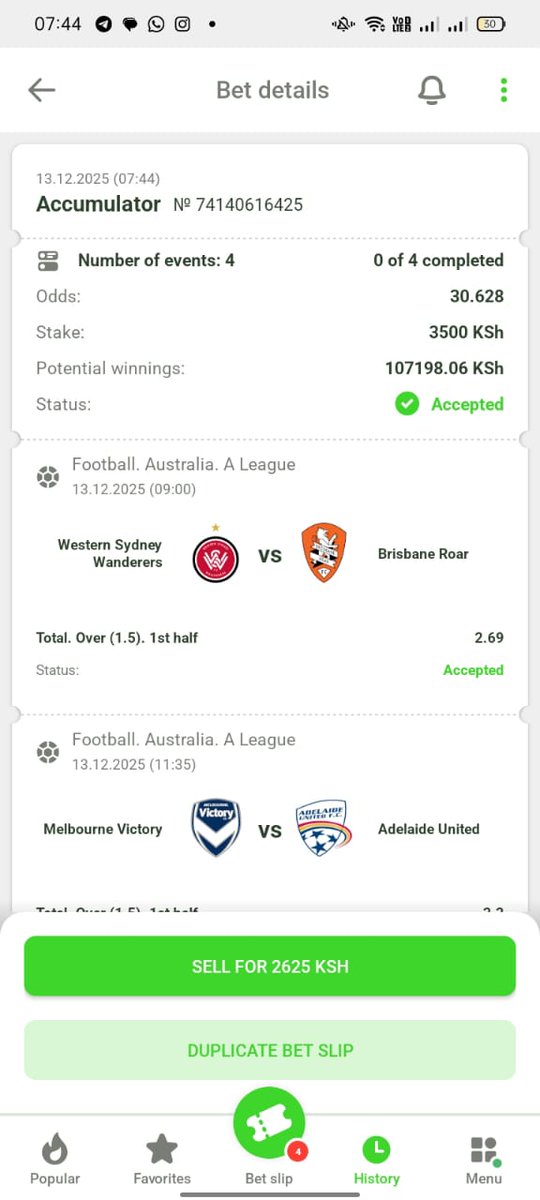 Master45b's tweet image. 30 Odds 
1st Half affair 🍀

Load bet Code 👉 KBHE2

Not On Fansport??
Register account now 👉 cutt.ly/NeWKxOFQ
Use Promo code 👉 Master45

( Receive 100% bonus of Upto 10,000 on your first Deposit

Join now:- chat.whatsapp.com/LGtihnfF02B0Ql…