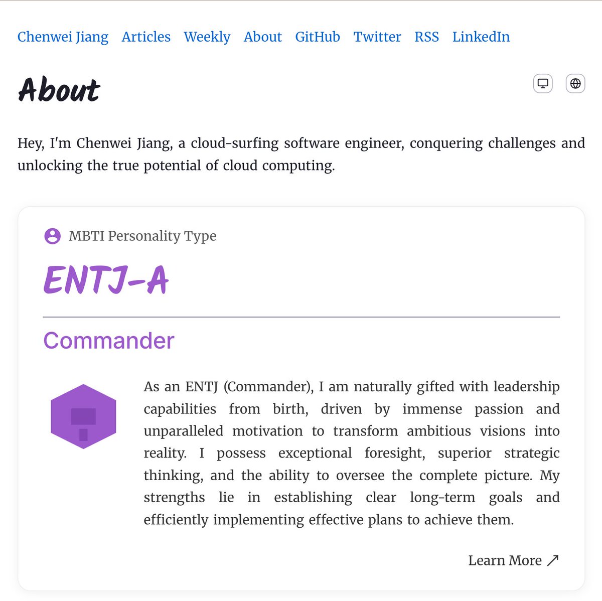 昨天看到阮一峰最新的周记中有人写到
“2025年还在写博客的感受，就好像对着虚空呐喊。”

askmike.org/articles/blogg…

有一点点感触吧。不过我还是很喜欢慢慢打造自己的一块洞天福地的。

比如说今天换了很喜欢的英文字体～