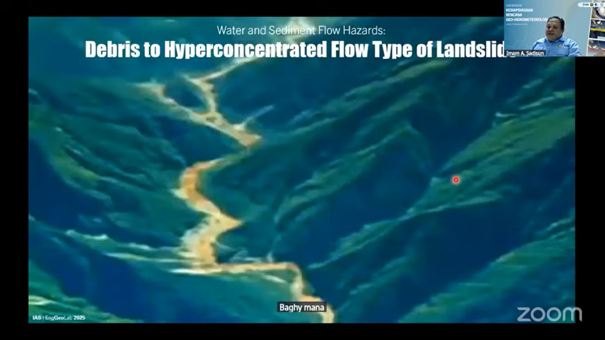 2) .... dengan penekanan pada bahaya-bahaya terkait banjir bandang, aliran hiperkonsentrasi hingga aliran debris, dalam "Webinar Kesiapsiagaan Bencana Geo-Hidrometeorologi dalam Periode Puncak Musim Hujan di Indonesia", yang diadakan oleh ITS - IAGI - Badan Geologi <a href="/iaginet/">IAGI</a>
