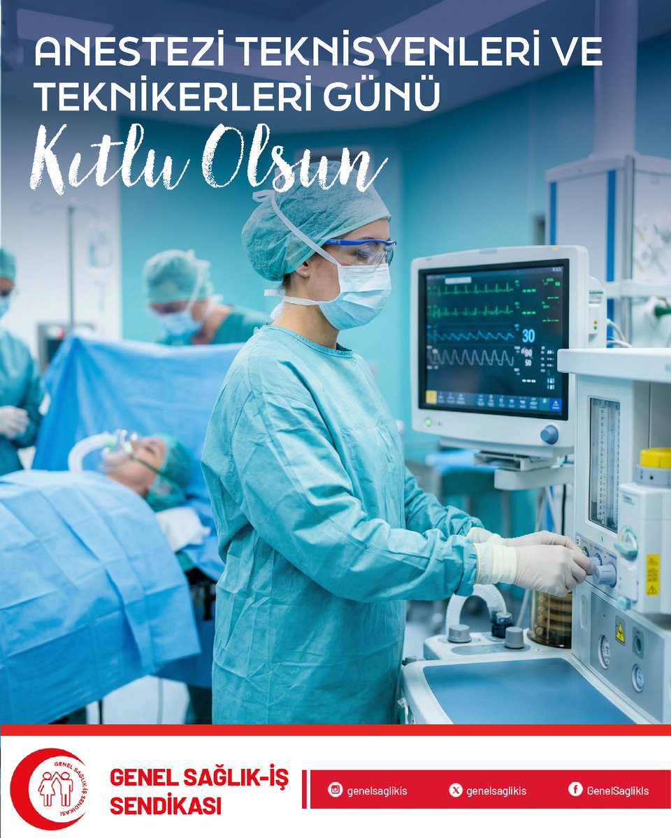 Hastanın en savunmasız olduğu anda, yaşam fonksiyonlarını güvenle sürdürebilmesi için yüksek bilgi, dikkat, beceri ve sorumlulukla görev yapan anestezi teknisyeni ve teknikerlerimizin  günü kutlu olsun.
#AnesteziTeknisyenleriGünü #AnesteziTeknikerleriGünü #GenelSağlıkİş