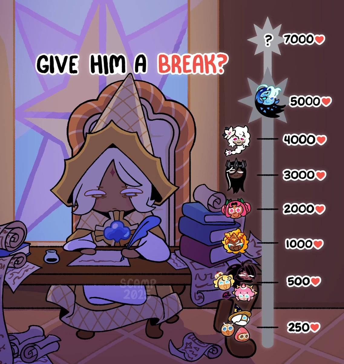scramblestew's tweet image. Pure Vanilla’s overworking himself again, will someone make him take a break?
#cookierunkingdom #purevanillacookie