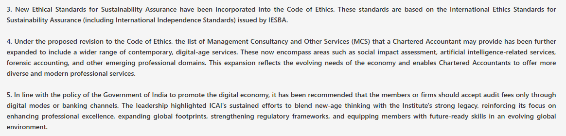 CAHimankSingla's tweet photo. HUGE ICAI BREAKING:  In line with the policy of the Government of India to promote the digital economy, it has been recommended that the members or firms should accept audit fees only through digital modes or banking channels!

The leadership highlighted ICAI's sustained efforts to blend new-age thinking with the Institute's strong legacy, reinforcing its focus on enhancing professional excellence, expanding global footprints, strengthening regulatory frameworks, and equipping members with future-ready skills in an evolving global environment.

Source: https://t.co/eMGfSjS3v9