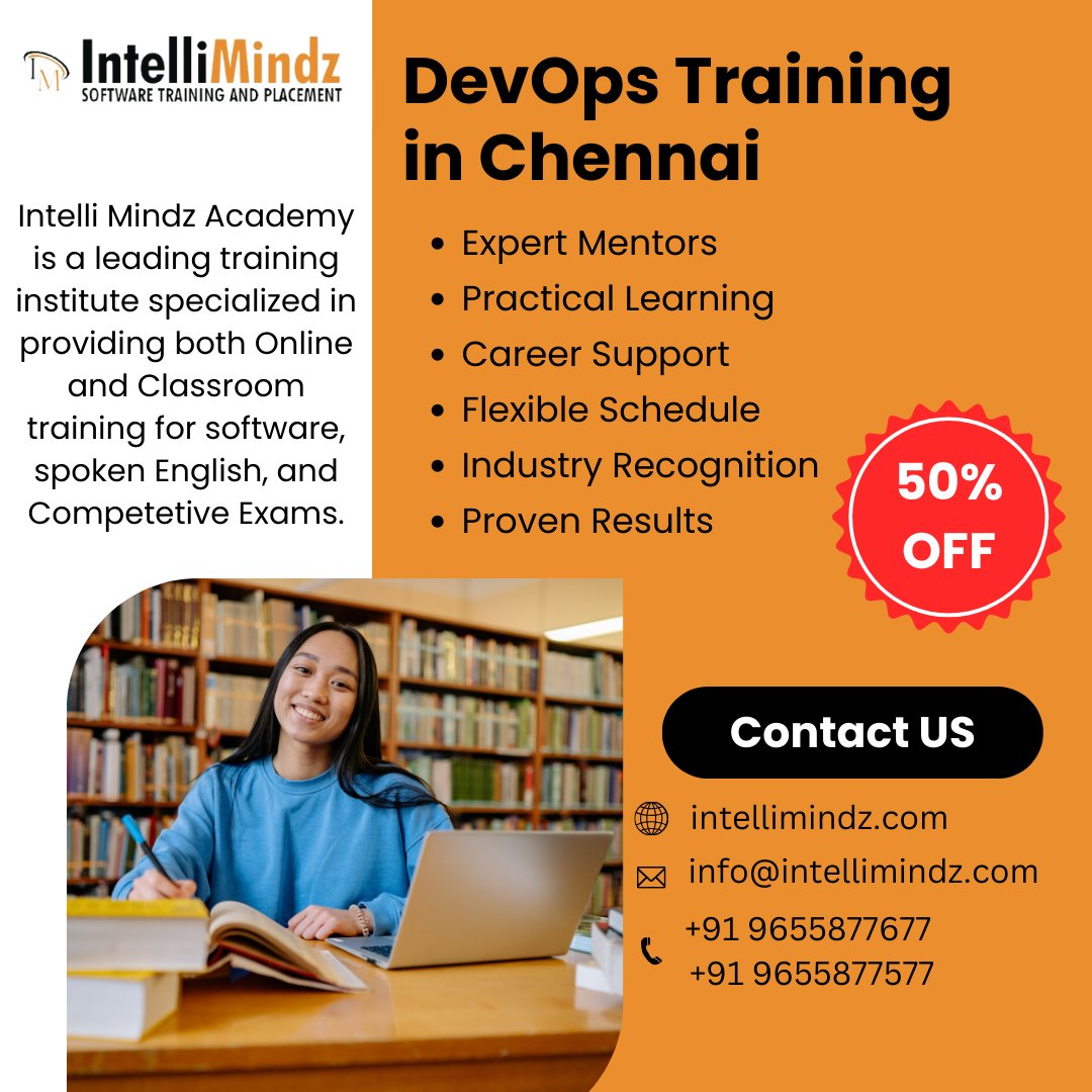 Zayn__27S's tweet image. 🚀 Boost your IT career with DevOps Training in Chennai at Intellimindz! 🎯 Get 50% OFF on hands-on DevOps course covering AWS, Docker, Kubernetes &amp;amp; CI/CD. Learn from experts at a top training institute! 🔗tinyurl.com/devopsIGSch #DevOpsTraining #DevOps #DevOpsCourse #ITTraining