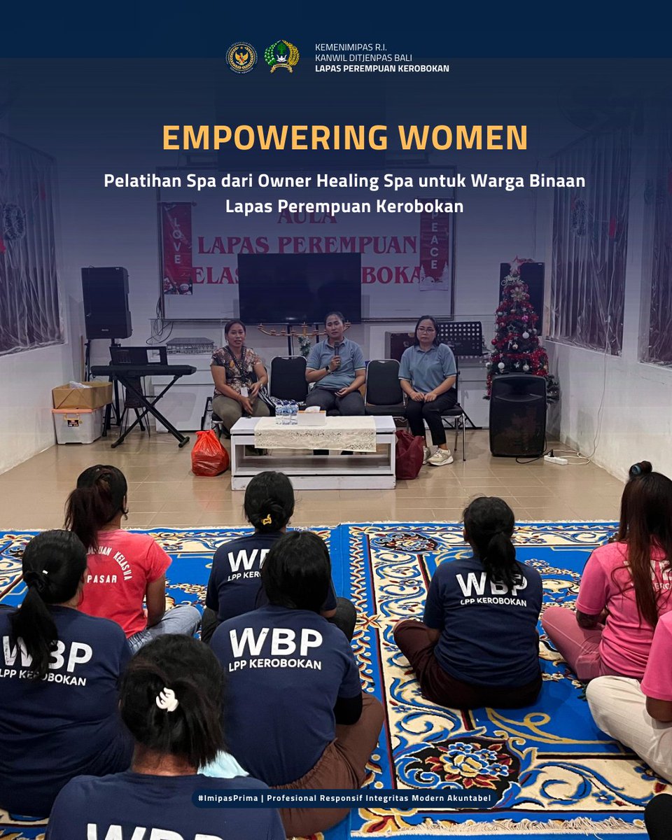 lpp_kerobokan's tweet image. Empowering Women
Pelatihan Spa dari Owner Healing Spa untuk Warga Binaan Lapas Perempuan Kerobokan

#kememimipas
#ditjenpas
#lpp 
#pemasyarakatan 
#guardandguide