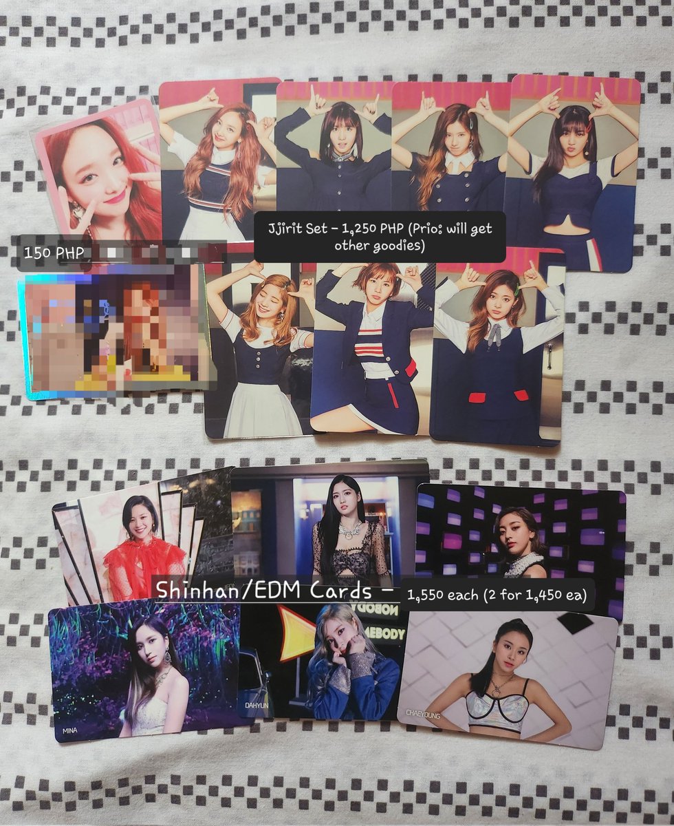 _mochinepeach's tweet photo. WTS | LFB | PH 💕 updated
 ╰ sparks twice photocards stuffs✨️ 

☆ ONHAND See photos for prices
╰ PAYO/2-week res.
╰ J&amp;T, GGX, SDD (Cavite)
╰ Negotiable + discount if bulk

🍭#twice #트와이스 #nayeon #jeongyeon #momo #sana #jihyo #mina #dahyun #chaeyoung #tzuyu @JYPETWICE https://t.co/u8fnzLfAN3