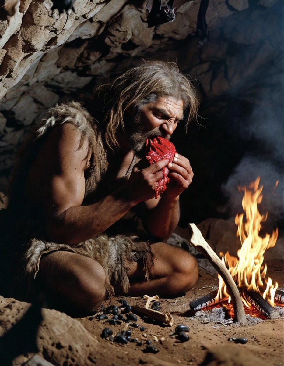 Defiladefire's tweet image. Humans.

We are built from **teeth and shadow**—the gnashing bite of predators we never saw, the creeping dread of eyes that glowed in absolute black.

Our core being was forged in the **bat cave**, where the acrid fumes of guano rose like incense to some older, crueler god.…