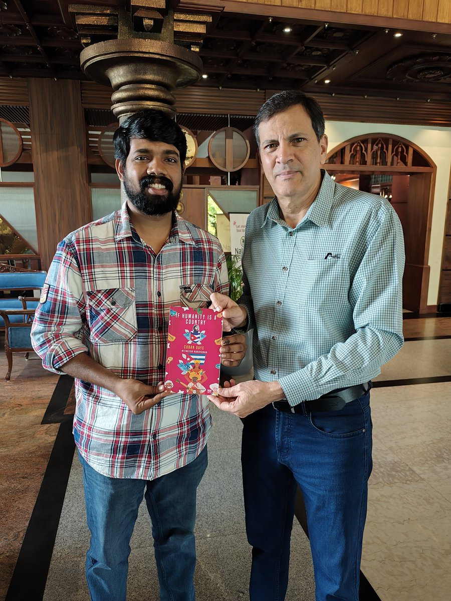 JuanCarlosMars3's tweet photo. I met Nitheesh Narayanan, former President of the Students' Federation of India. He delivered me the English edition of the book he wrote about his visit to #Cuba in 2024. He reaffirmed his solidarity with our people and the idea to publish an article in tribute to #FidelForever https://t.co/cglN1KPGSM