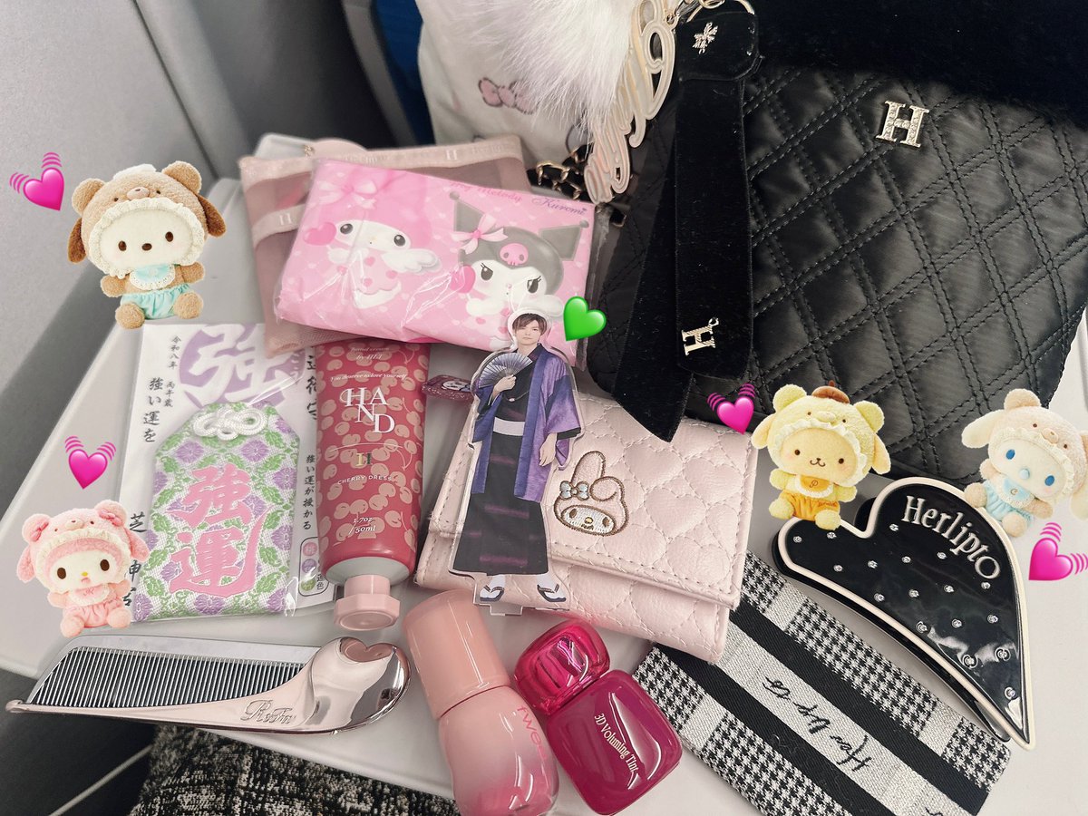 ツアーのお供はHerliptoのノベルティバックにした〜っ🐈🍒💘 思っ