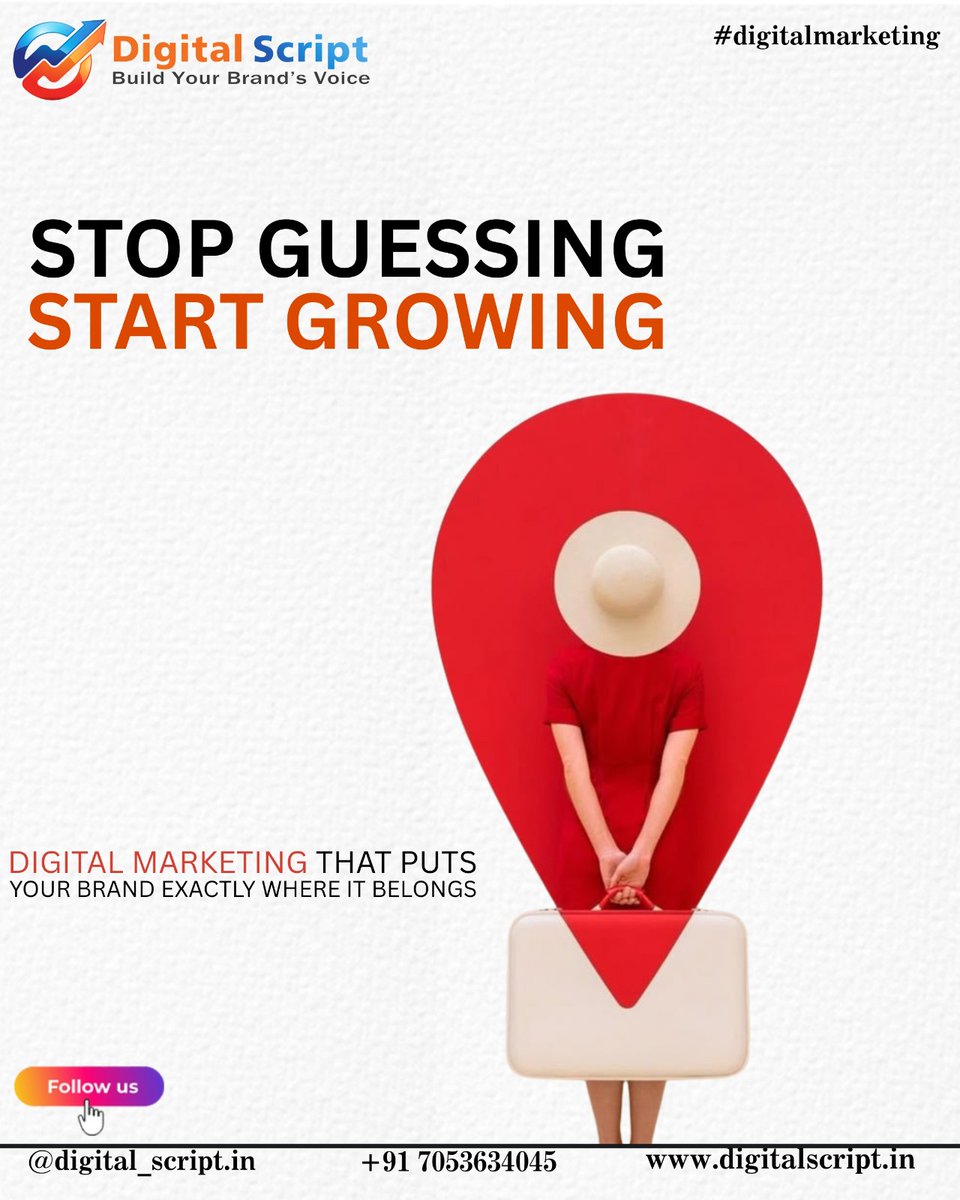 script_digital's tweet photo. Stop guessing. Start growing. 
With data-driven digital marketing, we place your brand exactly where it belongs—in front of the right audience at the right time.
Growth isn’t luck. It’s strategy.
.
#digitalmarketing #performancemarketing #brandgrowth #smartmarketing https://t.co/8DTRX40bpO