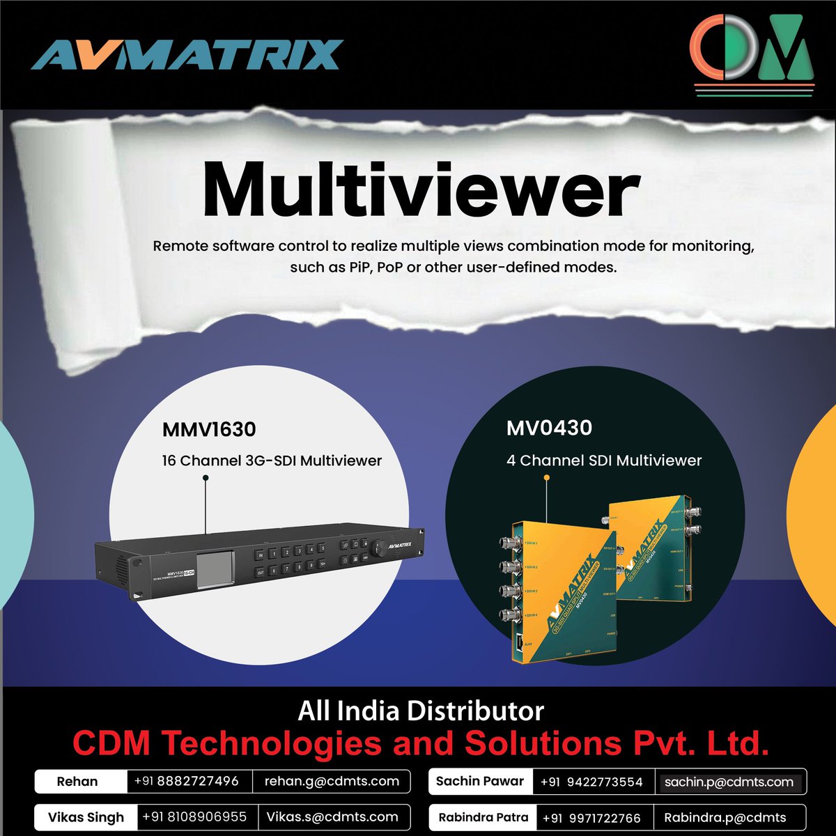 CDMTS's tweet image. Av Matrix Multiviewer Remote software control to realize multiple views combination mode for monitoring, such as PiP, PoP or other user-defined modes.
#Avmatrix
#SDI
#Multiviewer