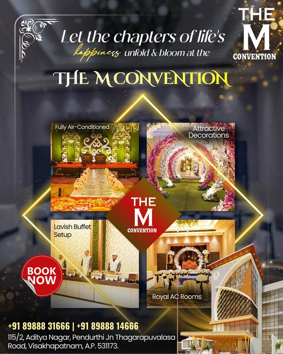 Convention1383's tweet photo. 🌸 Let the chapters of life’s happiness unfold &amp; bloom at 🌸
🏛️ THE M CONVENTION 🏛️

✨ Why Choose THE M CONVENTION?
❄️ Fully Air-Conditioned Halls
🎀 Attractive &amp; Customized Decorations
🍽️ Lavish Buffet Setup

+91 89888 31666 | +91 89888 14666

#TheMConvention https://t.co/ntxsUBKNC6