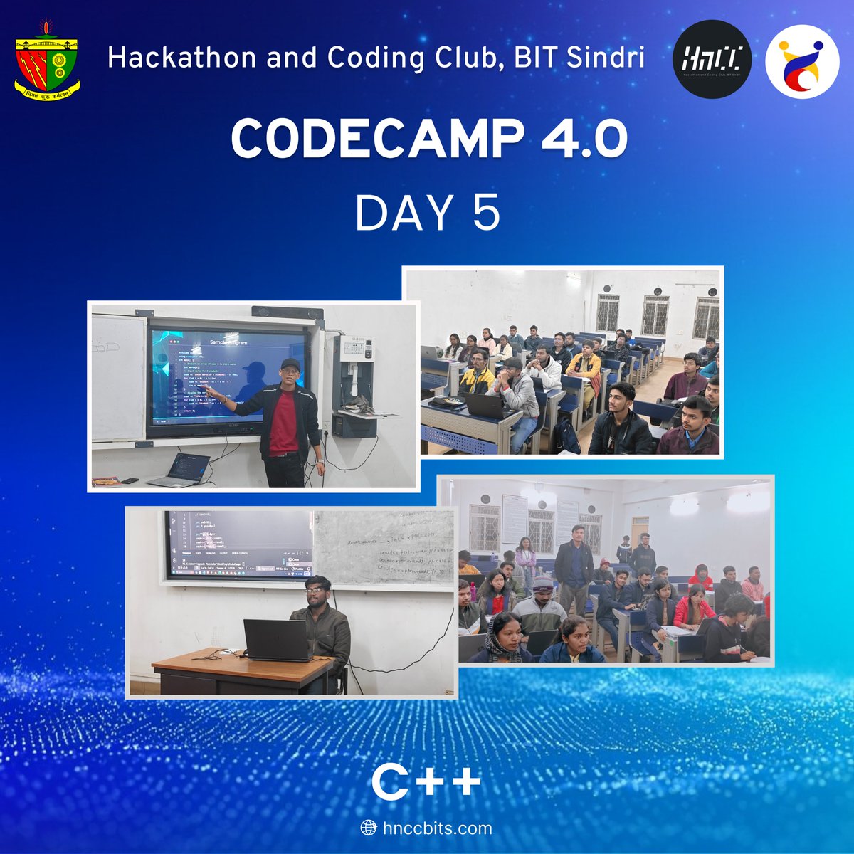 hnccbits's tweet image. Day 5 of CodeCamp 4.0 reflected steady growth and confidence. Students focused on refining concepts, clearing doubts and polishing skills built since Day 1. Calm energy, clear progress, discipline.

More clarity. More mastery. The finish line is near ✨
#HnCC #CodeCamp #BITSindri