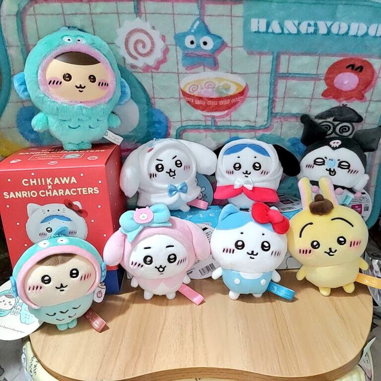 今日ちいかわらんどに行って、サンリオコラボのマスコット買いました