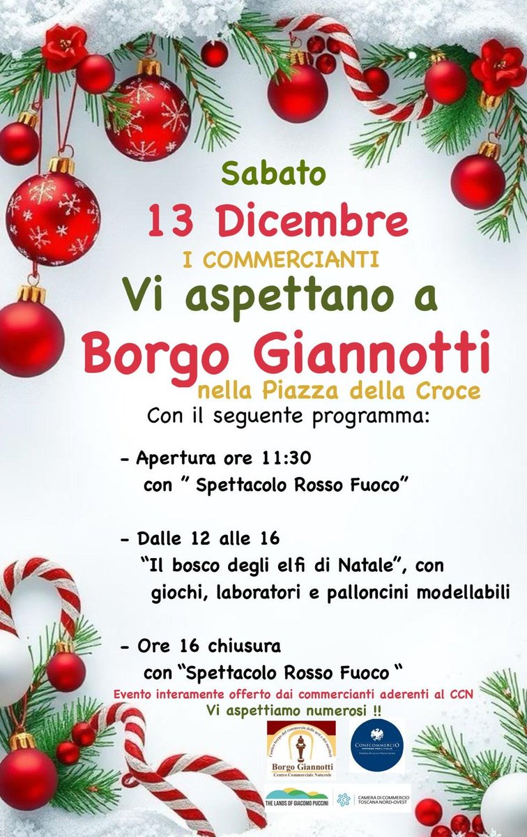 ConfcomLUMS's tweet image. 🎉✨🎄 Il Centro Commerciale Naturale di Borgo Giannotti, vi aspetta oggi 13 dicembre in piazza della Croce con fantastici #spettacoli e #giochi per #bambini e #famiglie!

🤹 Non mancate! I #negozi di #Borgo Giannotti vi aspettano per i #regali di #Natale2025!