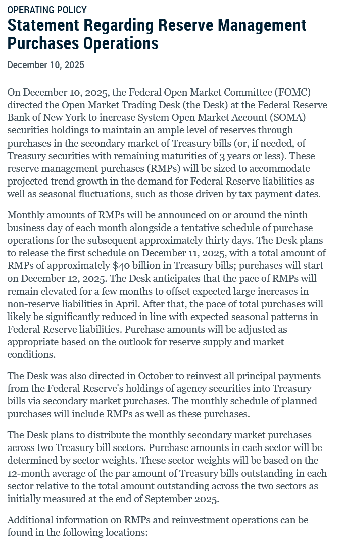 KevinSailly_'s tweet image. Ini penjelasan soal plan The Fed yah.
Biar ga ribut lagi, apakah ini QE ? Atau ini QE diam-diam?

Nih detailnya saya breakdown :

The Fed jalanin sebuah program, namanya RMP [ Reserve Management Purchases ]

RMP adalah program The Fed yang disampaikan pada FOMC Desember.

The Fed…