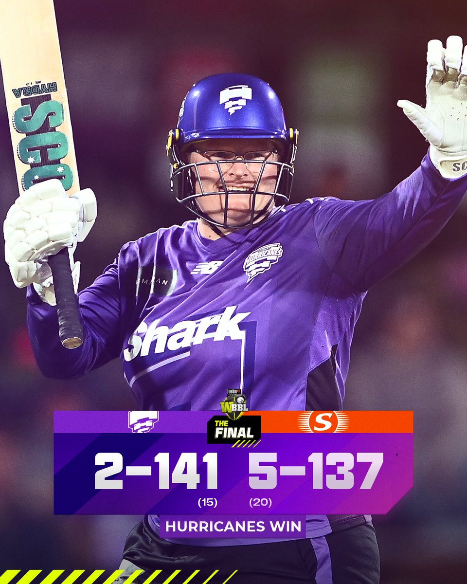 WBBL's tweet photo. The 'Cane Train takes home the #WBBL11 title 🏆 https://t.co/A1cSEVFpb3