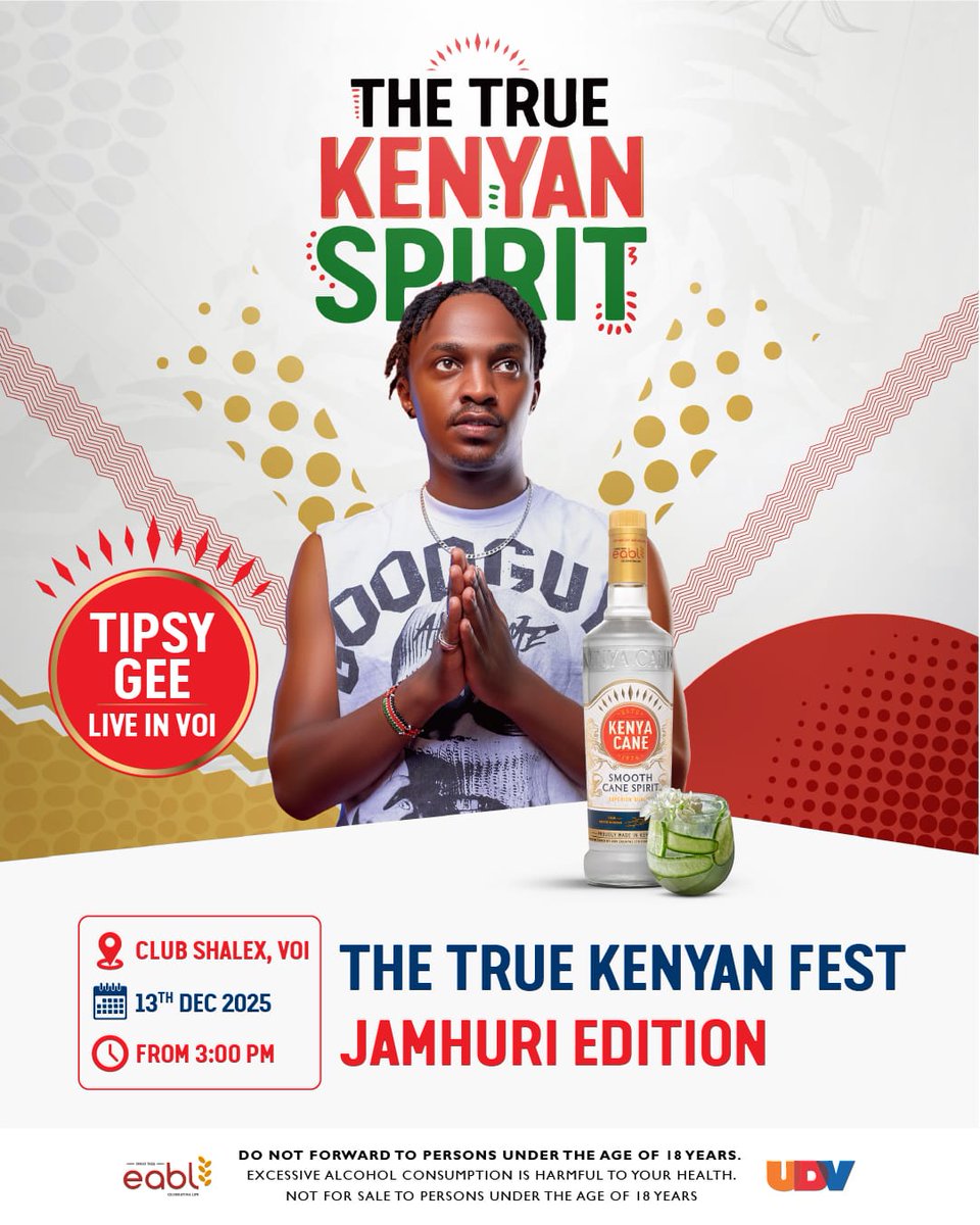 Wadau😋 The true Kenya Fest Jamhuri edition is about to go down🥳🥳 <a href="/NdegwaKimunya/">Duncan Ndegwa</a>  sherehe Leo iko club Shallex pale Voi Tokea na mbogi nitaamua fom😇😇
Leo tunaenjoy vibes na Tipsy Gee wakiwa na Masauti #TheTrueKenyanSpirit
