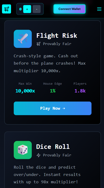 flightrisk_anon's tweet photo. Risky Games: coming soon

Sustaining $RISK growth through weekly burns.

- Players bet with $RISK
- House winnings = BURNT WEEKLY 🔥
- Supply decreases forever

✈️ Flight Risk: 10,000x
🎲 Dice: 98x
🎯 Plinko: 20x
🎰 Roulette: 35x https://t.co/fLEjQRbVbF