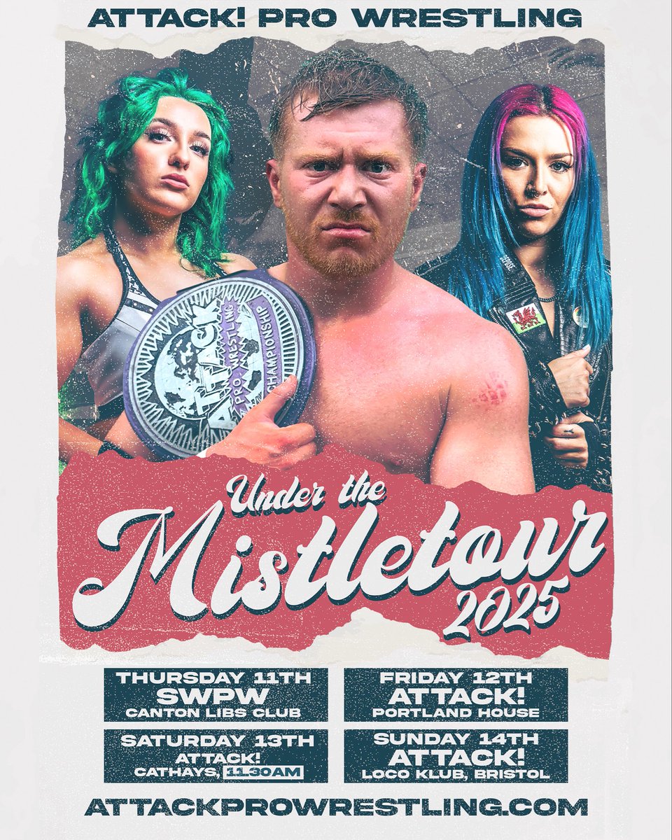 ATTACKWrestling's tweet photo. DAY 3 LIVE STREAM STARTS IN 10 MINUTES!
โถ๏ธ https://t.co/FWKQztfZQQ
#ATTACKMistletour https://t.co/ewABGz1iTo