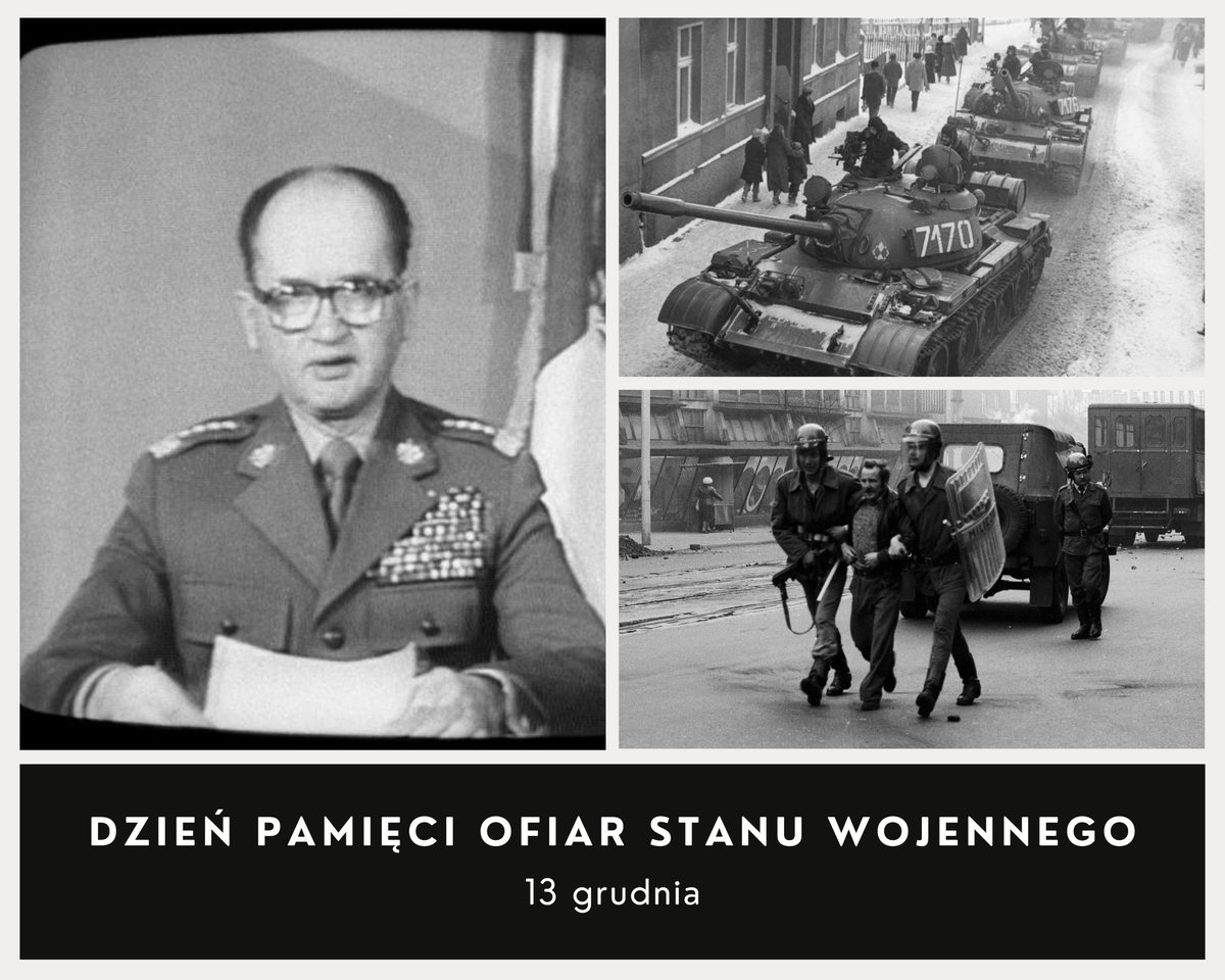 🕯️ 44 lata temu – 13 grudnia 1981 roku

🔴 Komunistyczne władze wbrew własnej konstytucji z 1952 roku, wprowadziły stan wojenny, mający na celu zdławienie NSZZ Solidarność🇵🇱

Internowania, represje, czołgi na ulicach - brutalna próba zduszenia wolności obywateli.

🇵🇱 Pamiętamy