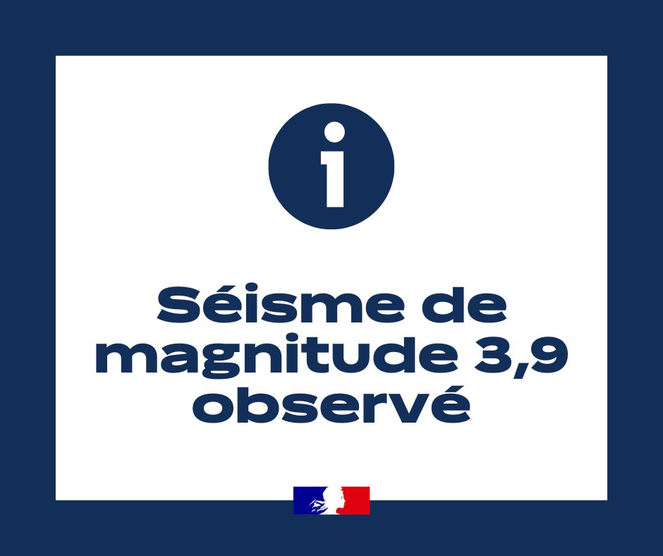 #Seisme 🔵Le centre opérationnel zonal Sud nous a informé de la survenue d’un séisme à 10h38, dont l’épicentre est situé 8 km à l’est de Nîmes. La magnitude enregistrée est de 3,9 sur l’échelle de Richter.

📌 La zone impactée est classée en aléa sismique faible à modéré (sur la