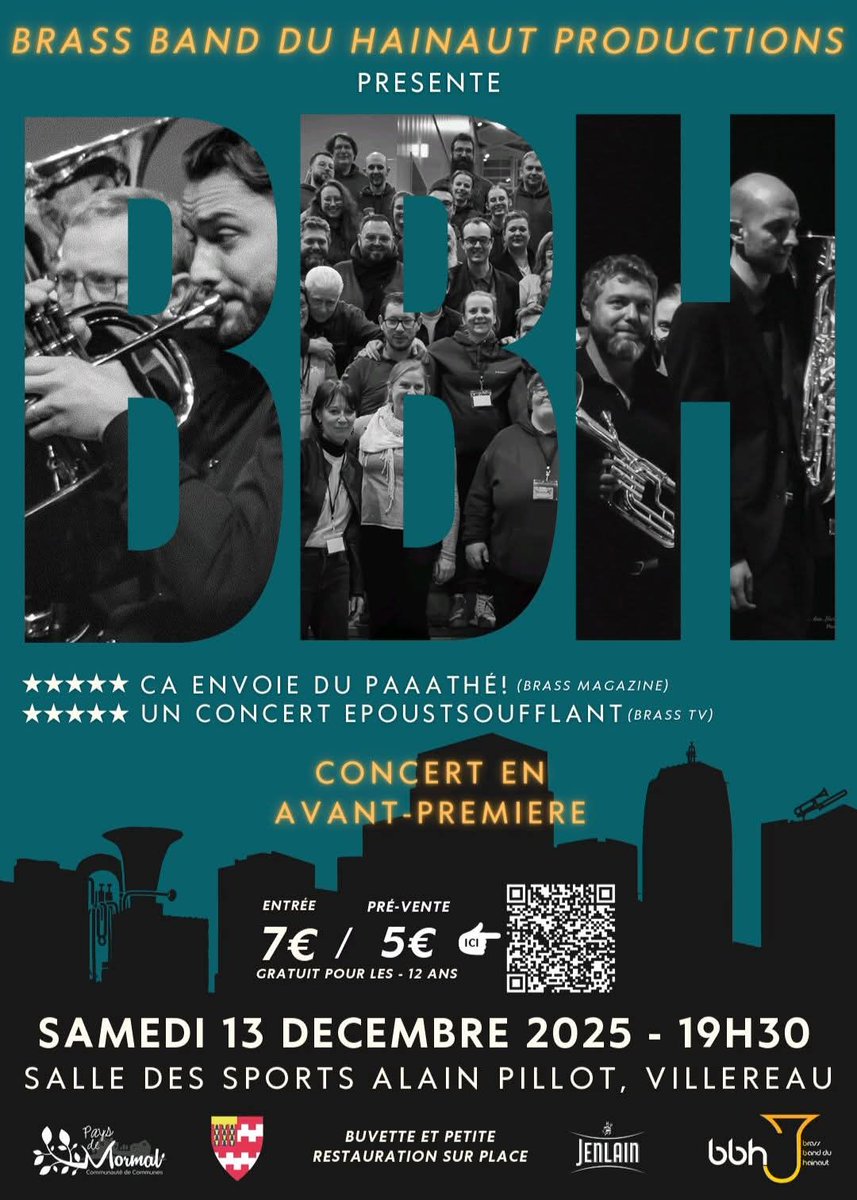 AFrehaut's tweet photo. A Villereau en Pays de Mormal. 
Concert du Brass Band du Hainaut.
Ce samedi 13 décembre à partir de 19h30 à la salle des sports Alain PILLOT https://t.co/CN8onOhTyt