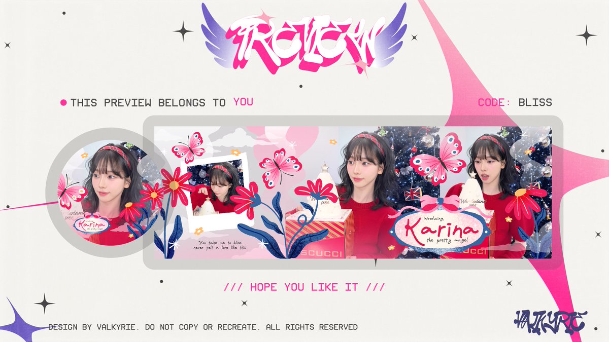 valkyriue's tweet image. help repost? thank you 🥹🩷

h-hai.. mentemen, kenalan yuu sama katalog baruku namanya "BLISS" semoga mentemen sukaaa. kali ini temanya bunga-bunga 🌸🍃🌺

layout isa, wonyoung, dan karina-nya bisa dijemput lewat dm ya buat yang minat &amp;gt;&amp;lt; jangan lupa cek ALT. thank you #zonauang