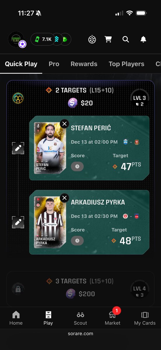 Todays choices for LVL 3 🍀 

#Sorare