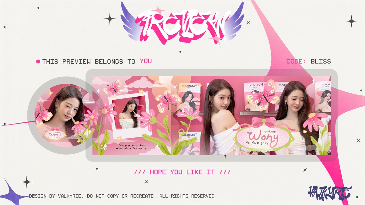 valkyriue's tweet image. help repost? thank you 🥹🩷

h-hai.. mentemen, kenalan yuu sama katalog baruku namanya "BLISS" semoga mentemen sukaaa. kali ini temanya bunga-bunga 🌸🍃🌺

layout isa, wonyoung, dan karina-nya bisa dijemput lewat dm ya buat yang minat &amp;gt;&amp;lt; jangan lupa cek ALT. thank you #zonauang