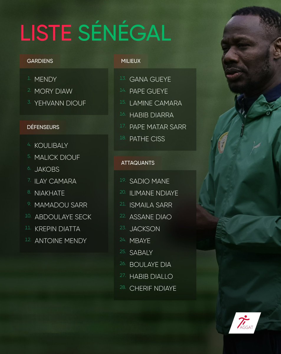 Voici la liste de Pape Thiaw 🇸🇳 pour la Can 2025 🌎

#Taggat #TotalEnergiesAFCON2025