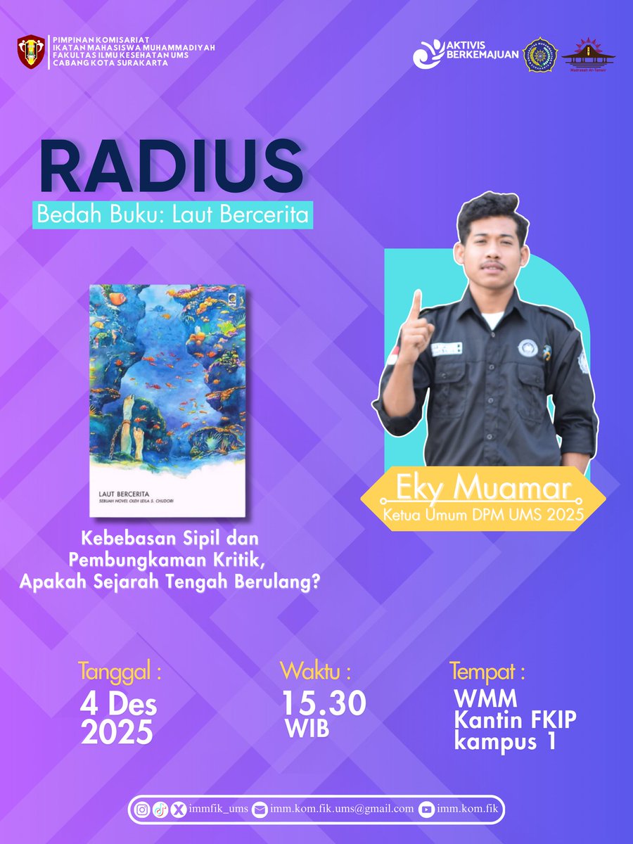 immfik_ums's tweet photo. •┈┈┈┈┈┈•❁﷽❁•┈┈┈┈┈┈•
           PK IMM FIK UMS
            Proudly Present
•┈┈┈┈┈┈•❁﷽❁•┈┈┈┈┈┈•

 *_Assalamualaikum warahmatullahi wabarakatuh_* 
               
📖 🌊BEDAH BUKU : LAUT BERCERITA🌊📖 https://t.co/asd1IqwRzg