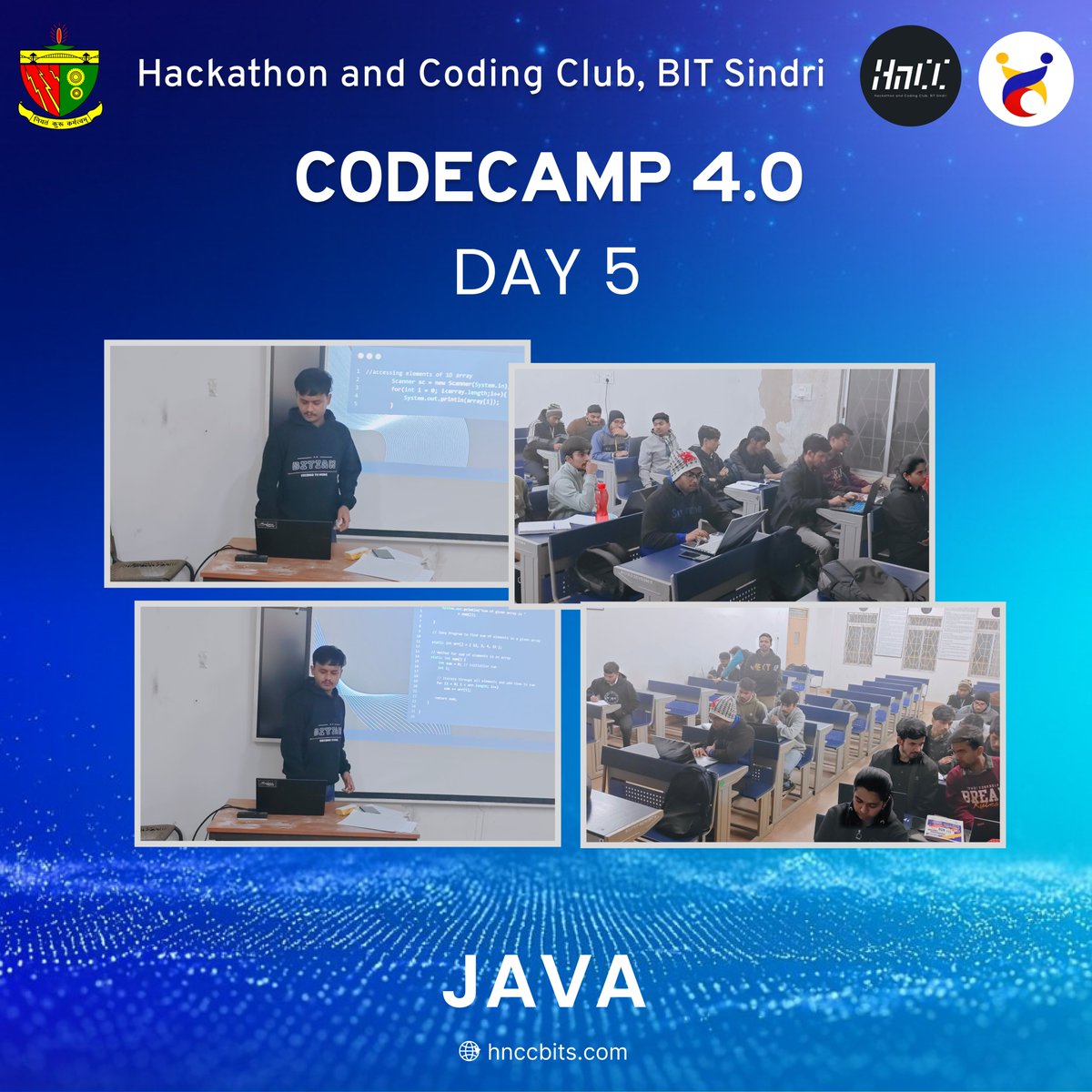 hnccbits's tweet image. Day 5 of CodeCamp 4.0 reflected steady growth and confidence. Students focused on refining concepts, clearing doubts and polishing skills built since Day 1. Calm energy, clear progress, discipline.

More clarity. More mastery. The finish line is near ✨
#HnCC #CodeCamp #BITSindri