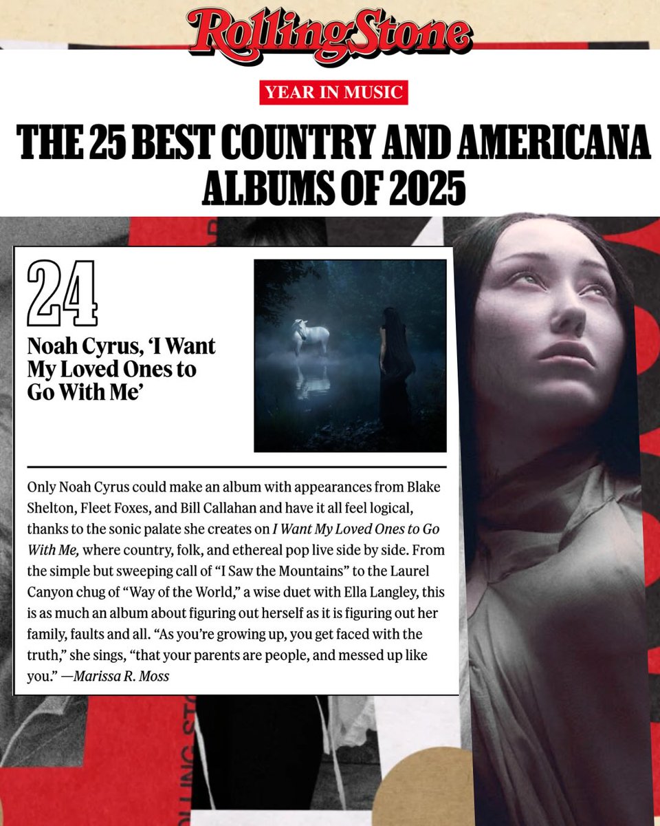 "I WANT MY LOVED ONES TO GO WITH ME" was completely overlooked by the Grammys but other music critics are praising the album as 2025 comes to an end.

― Forbes names it Album of the Year and Rolling Stone ranks it at amongst the best Country/Americana albums of the year.🤍🐎