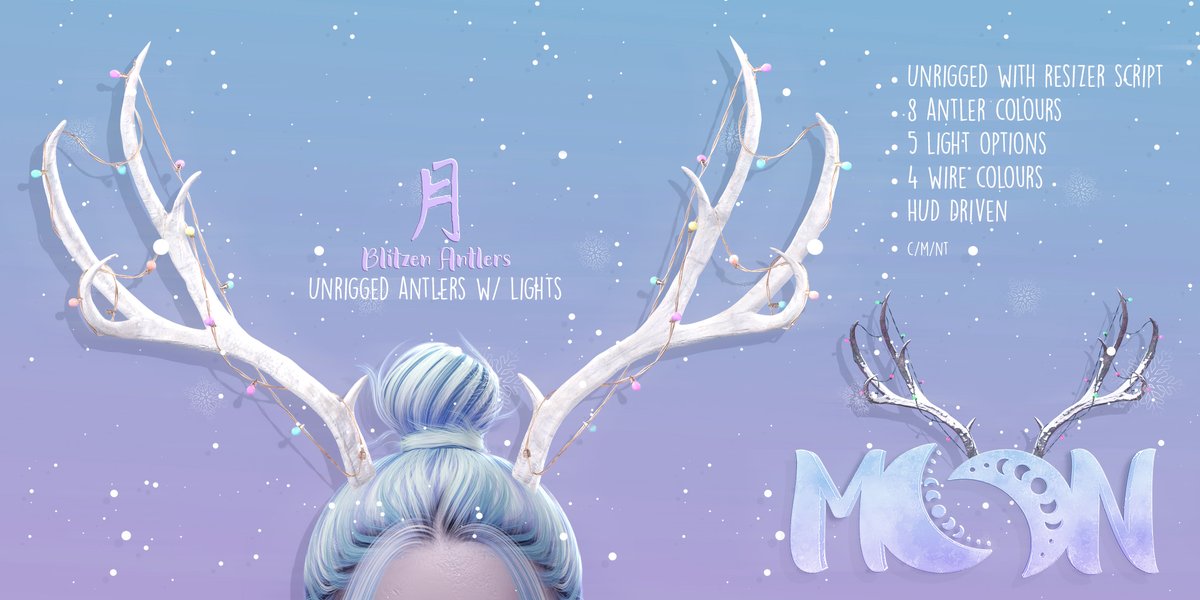 MoonSalonSL's tweet photo. Moon. Accessory // - Blitzen Antlers
Kustom9 12.15.25
• Unrigged With Resizer Script
• 8 Antler Colours
• 5 Light Options
• 4 Wire Colours
• HUD Driven
• c/m/nt

Be sure to try a demo ❤️ https://t.co/3aht3vddCt